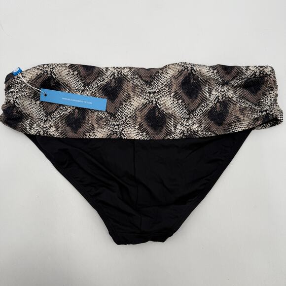 Bleu Rod Beattie Swim Bottoms Size 12 NWT Snake Python Print Foldover Black - Picture 9 of 9